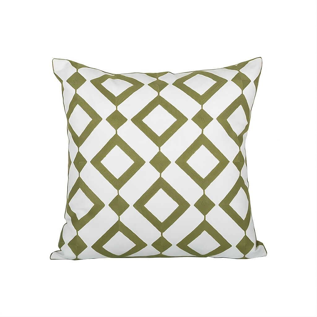 Sage Green Embroidery Throw Pillow Cover 18x18 - Bohemian Home Decor Cushion Case for Sofa, Bed, Living Room - Soft Cotton Decorative Pillowcase for Cozy Home & Gift Giving