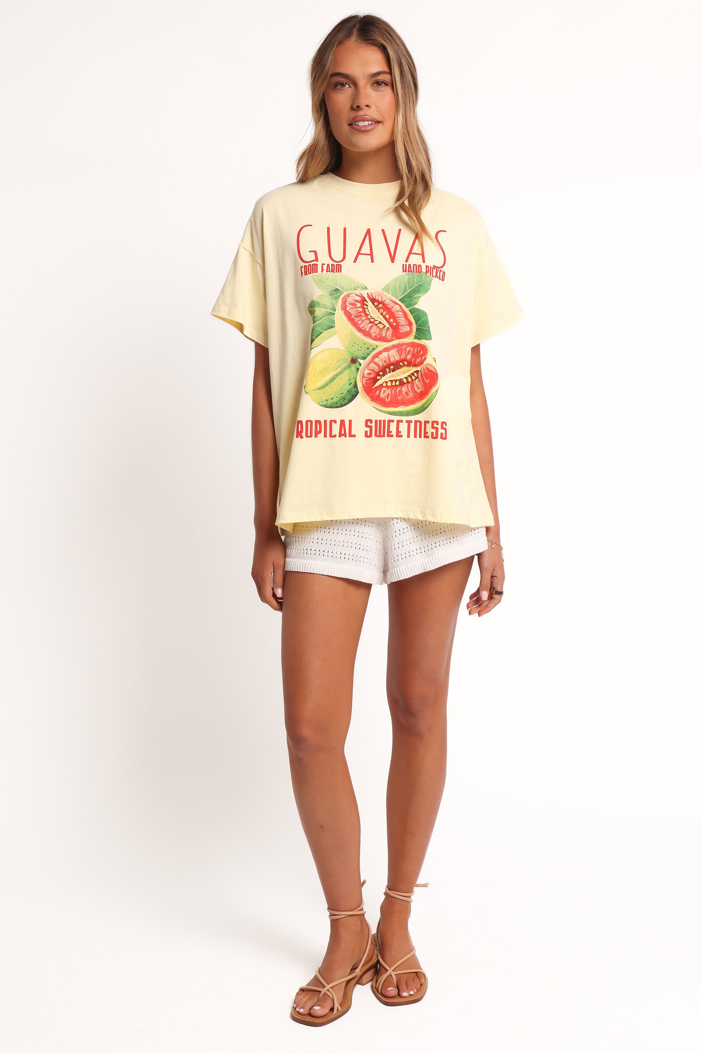 Guavas Graphic Tee - Soft Pale Yellow Cotton T-Shirt for Men & Women | Casual Streetwear, Summer Outfits, and Everyday Wear