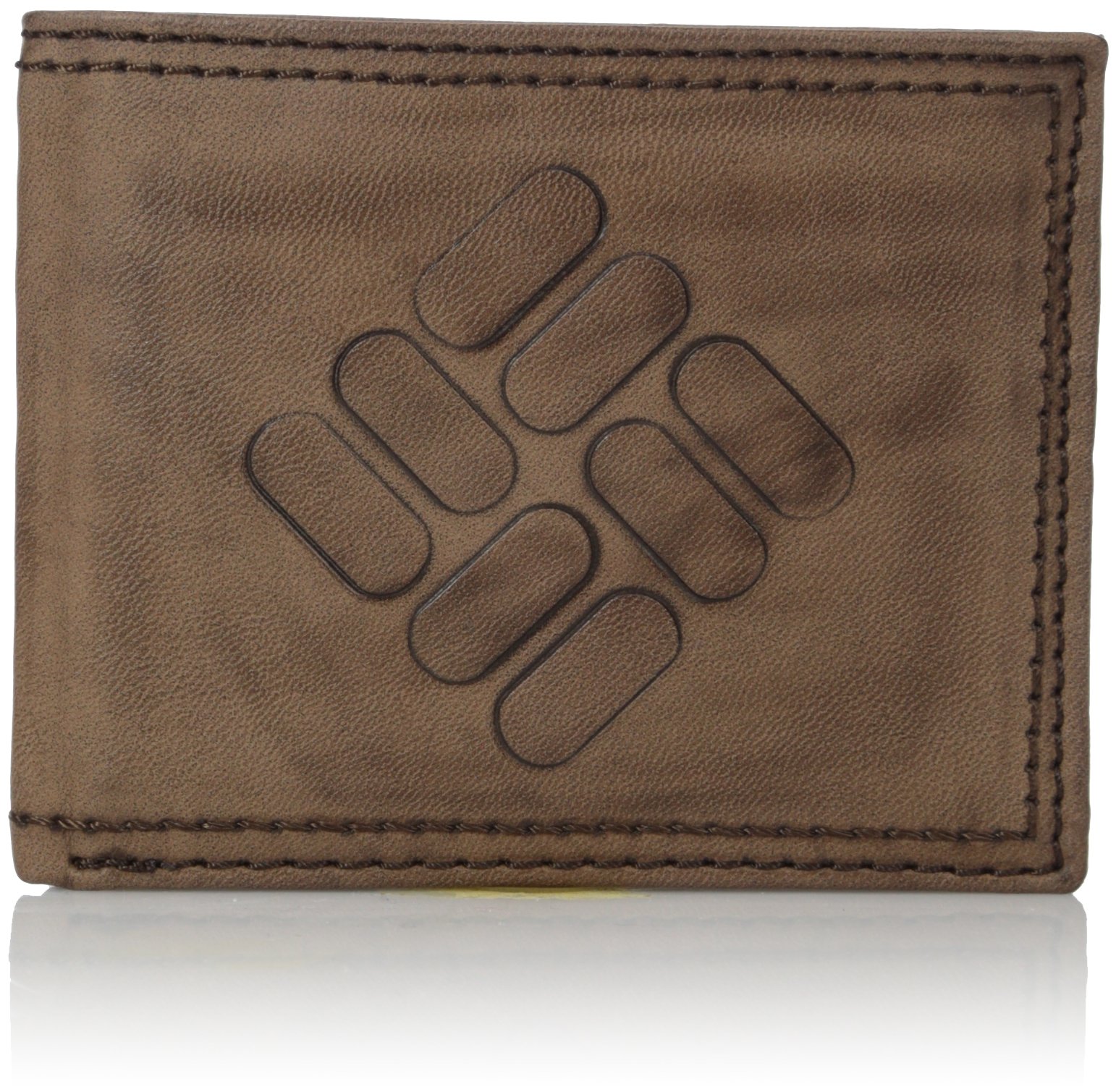 Columbia Men's RFID Blocking Traveler Wallet with Oversized Logo - Slim Leather Bi-Fold Wallet for Men - Secure Credit Card Holder for Travel, Business & Everyday Use (Brown, One Size)