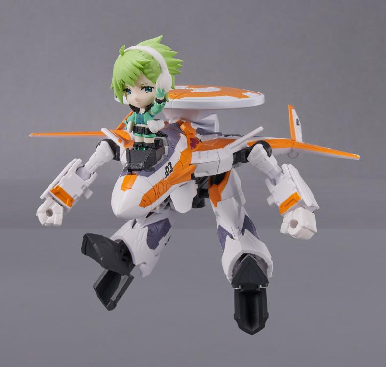 Bandai Tiny Session Macross Frontier VF-31E Siegfried & Reina Prowler Action Figure Set - Chuck Mustang Version | Anime Collectible Model Kit for Display & Play | Perfect for Fans and Model Enthusiasts