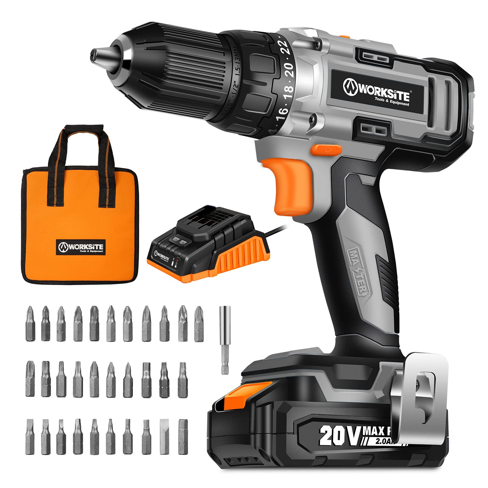 **20V Cordless Drill Driver Kit with 1/2