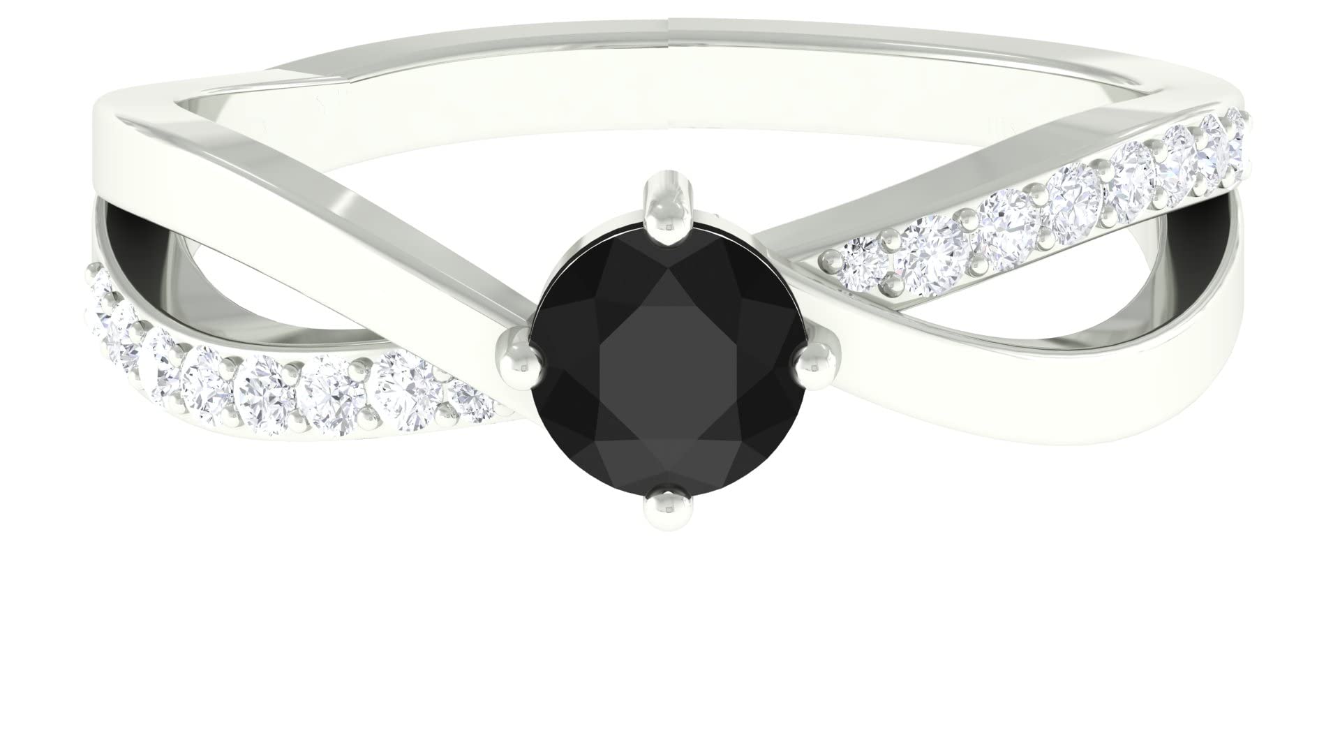 1/2 CT Black Onyx and Diamond Ring - 4mm Solitaire Black Onyx Ring in 14K Gold - Elegant Infinity Gold Black Onyx Ring for Women - Perfect for Weddings, Anniversaries & Special Occasions