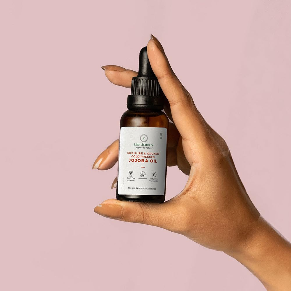 Organic Jojoba Oil 30ml - 100% Pure Cold Pressed Virgin Carrier Oil for Skin, Hair & Nails | Rich in Vitamin E & Ceramides | Deeply Moisturizing Anti-Aging Treatment | Perfect for Dry Skin, Hair Care & DIY Beauty Recipes