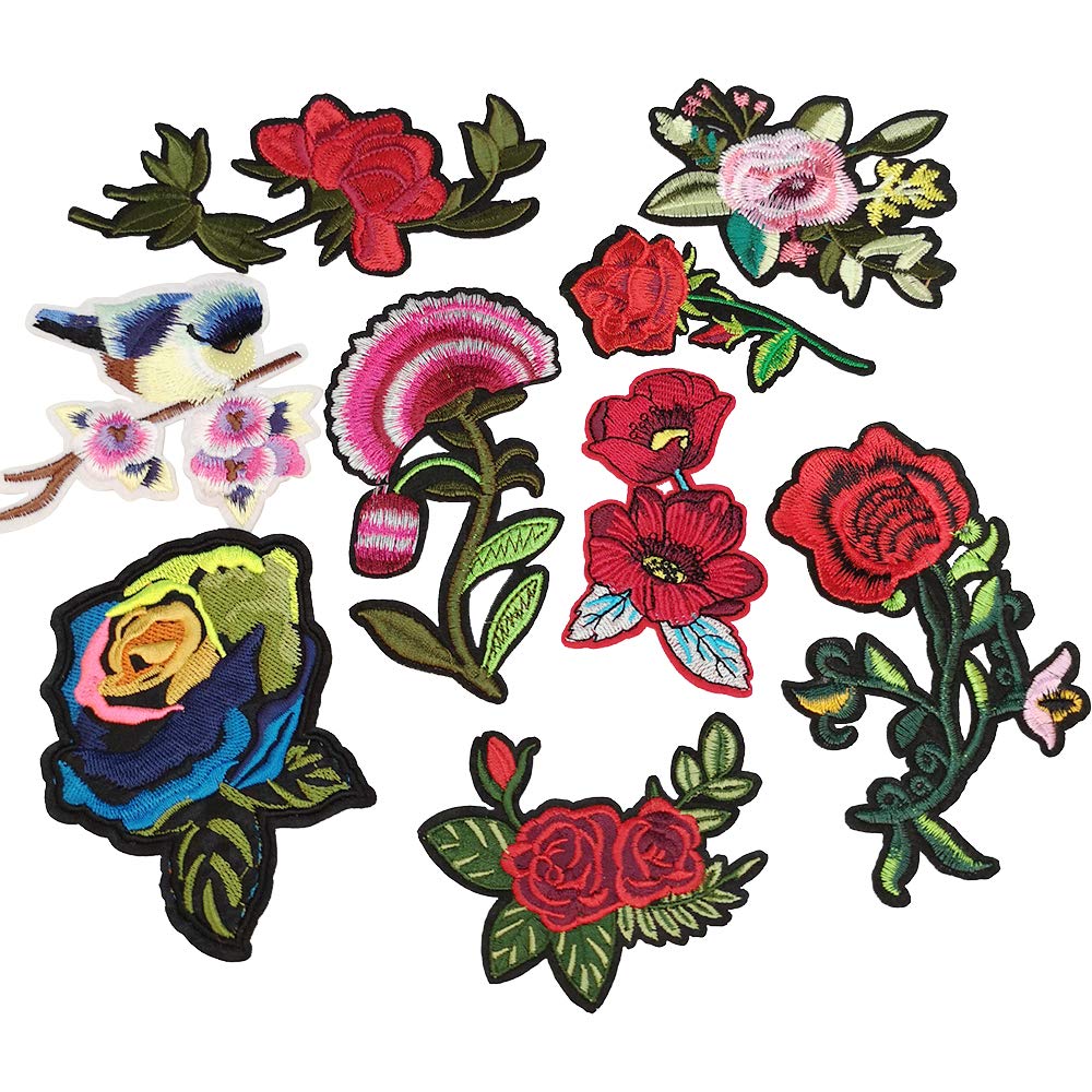 20pcs Assorted Rose Flower Iron-On & Sew-On Patches for Jeans, Jackets, Backpacks, Hats & Shoes - Embroidery Applique (2