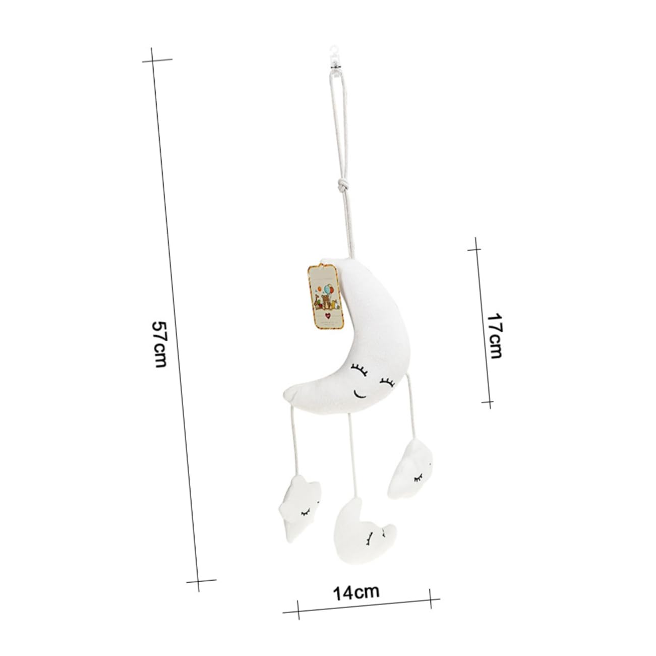 UPKOCH Soft Plush Hanging Rattle Toy with Music - White Baby Crib Mobile for Newborns & Infants | Nursery Decor, Sensory Play & Early Learning Development