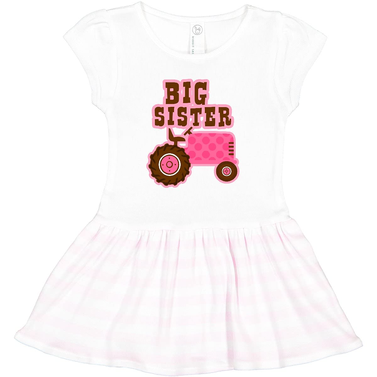 Inktastic Pink Tractor Big Sister Toddler Dress - Cute Farm-Themed Outfit for Baby Girls | Perfect for Sibling Photos, Birthday Parties & Family Gatherings