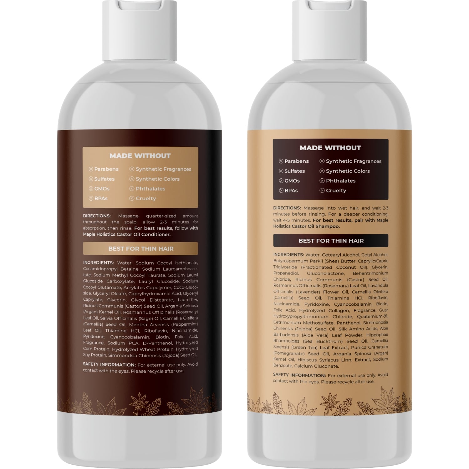 Premium Castor Oil Bundle for Hair Growth & Skin Care - Organic Cold-Pressed Castor Oil with Applicator Brush - Perfect for Eyelashes, Eyebrows & Scalp Massage