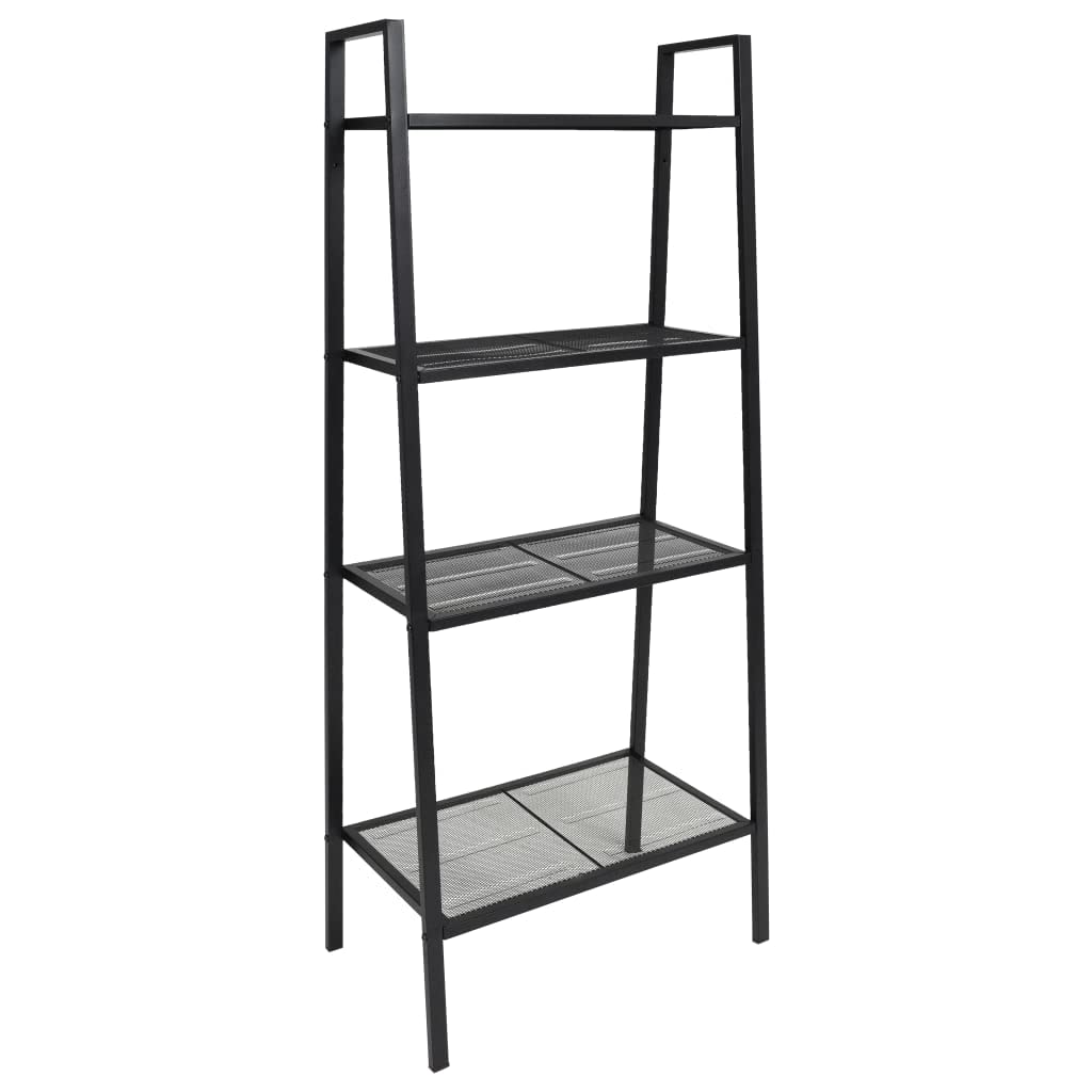 CHARMMA 4-Tier Metal Ladder Bookcase - Black | Space-Saving Bookshelf for Living Room, Bedroom & Office Storage