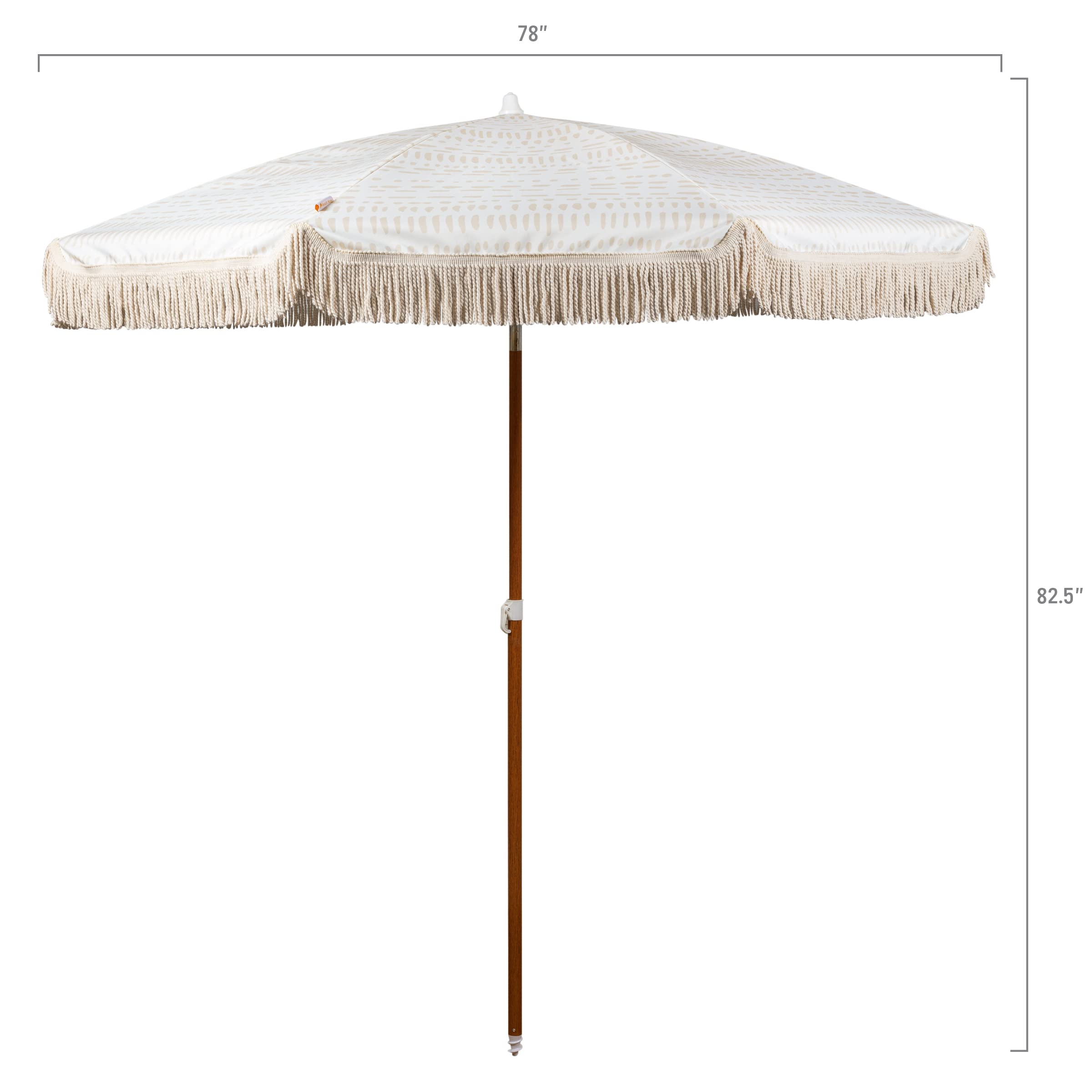 BEACH STATE Summerland 6.5ft Fringed Beach Umbrella - UV50+ Sun Protection Patio & Outdoor Umbrella for Poolside, Backyard, and Beach Relaxation