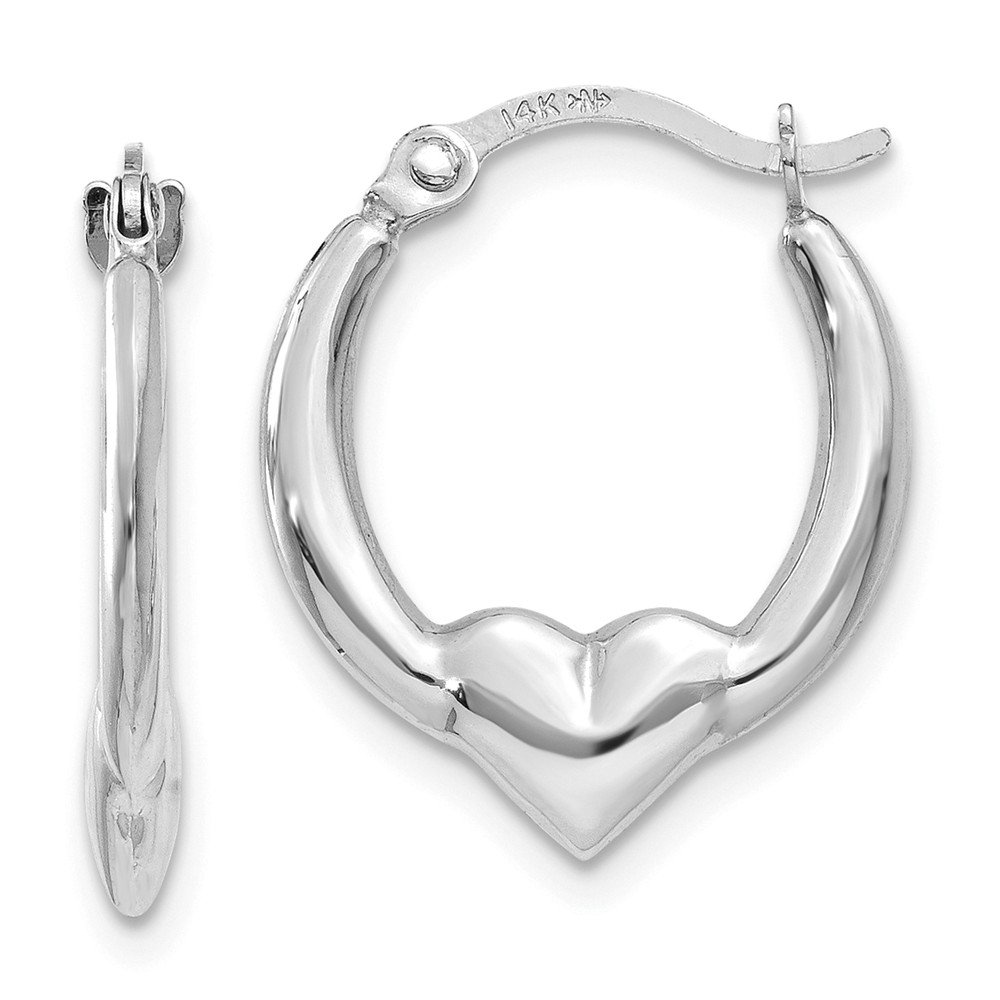 14K White Gold Heart Hoop Earrings for Women - Dainty & Elegant Jewelry Gift for Valentine's Day, Anniversary or Special Occasions | Perfect for Date Nights, Weddings & Everyday Wear