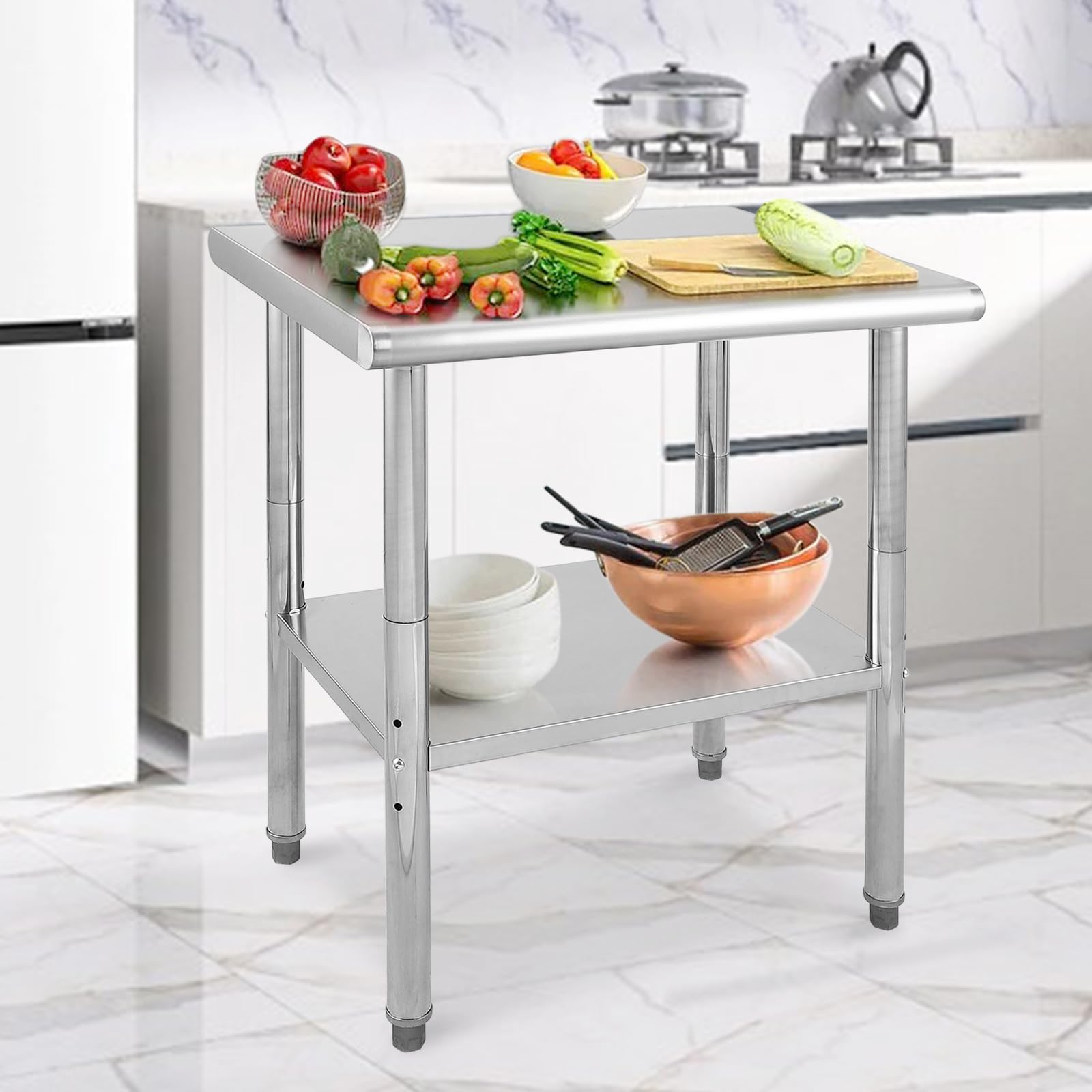 Stainless Steel Prep Table 30x24x35 Inches - NSF Certified Commercial Kitchen Table for Restaurant, Home & Hotel Use - Durable Metal Work Surface for Food Prep, Cooking & Serving
