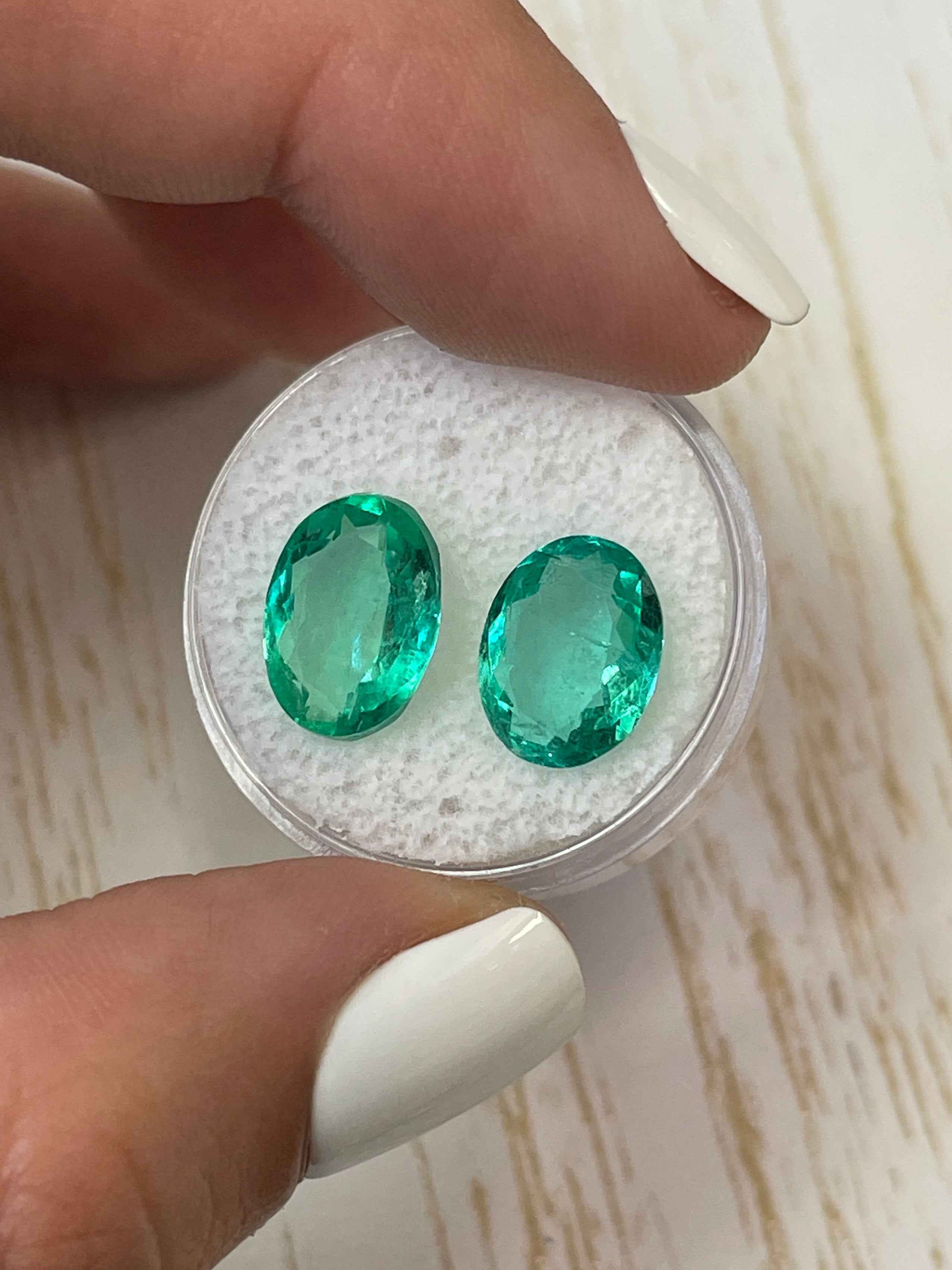 7.31tcw 12x9 Matching Loose Colombian Emeralds Oval Cut - Natural Green Gemstones for Jewelry Making, Engagement Rings & Luxury Gifts