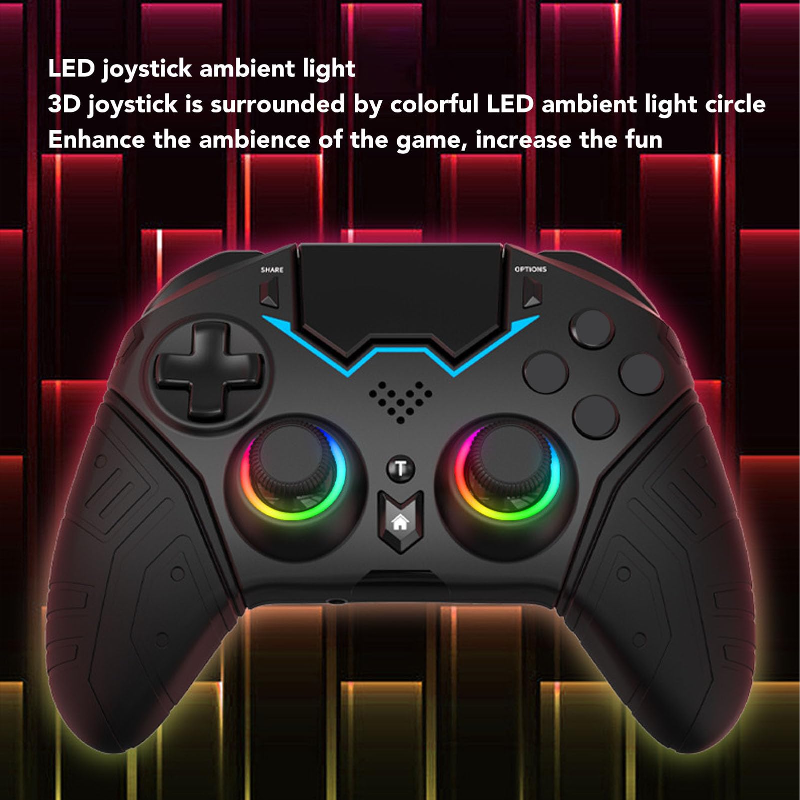 Wireless Game Controller with Silicone Grip, Macro Light & Gyroscope Sensor - Compatible with PS3, PC & iOS - Perfect for Gaming, Streaming & Esports Tournaments
