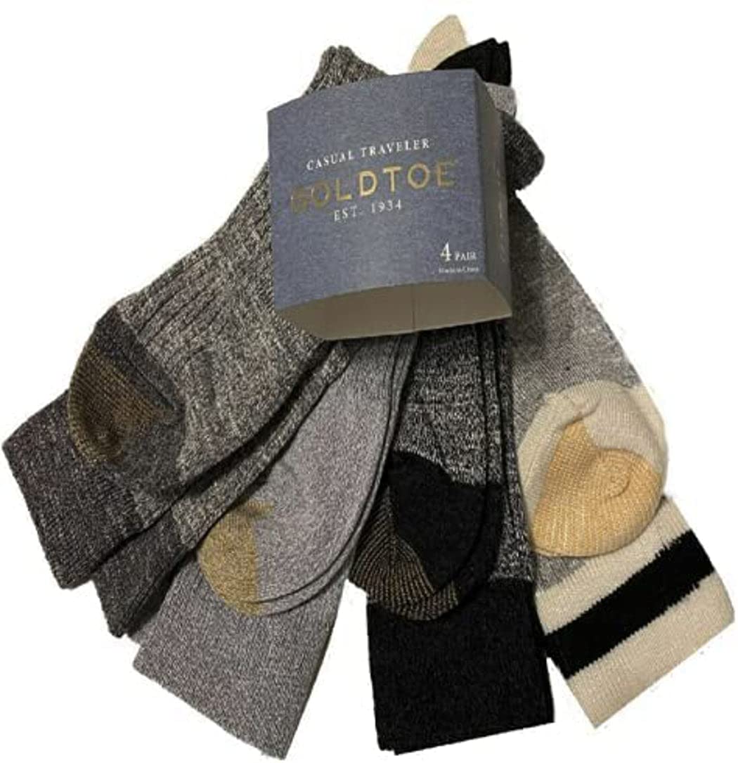 Gold Toe Men's Casual Traveler Socks 4-Pack - Comfortable Crew Socks for Work, Travel & Everyday Wear