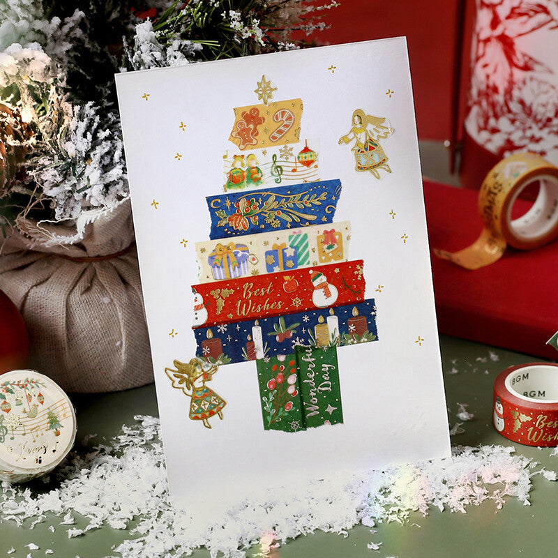 Christmas Happiness Washi Tape - Festive Holiday Decorative Paper Tape for Scrapbooking, Gift Wrapping & DIY Crafts - Perfect for Christmas Cards, Journals and Home Decor
