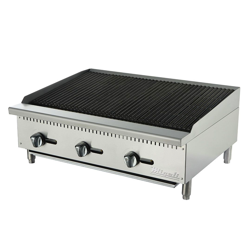 Migali C CR36 Commercial 36-Inch Wide Char Rock Broiler - 105,000 BTU for Professional Kitchens & Outdoor Grilling