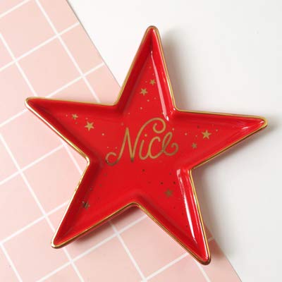 Stephanie Imports Star-Shaped Ceramic Trinket Plate - Decorative Jewelry Dish for Rings, Earrings & Small Accessories - Perfect for Vanity, Dresser & Bathroom Organization