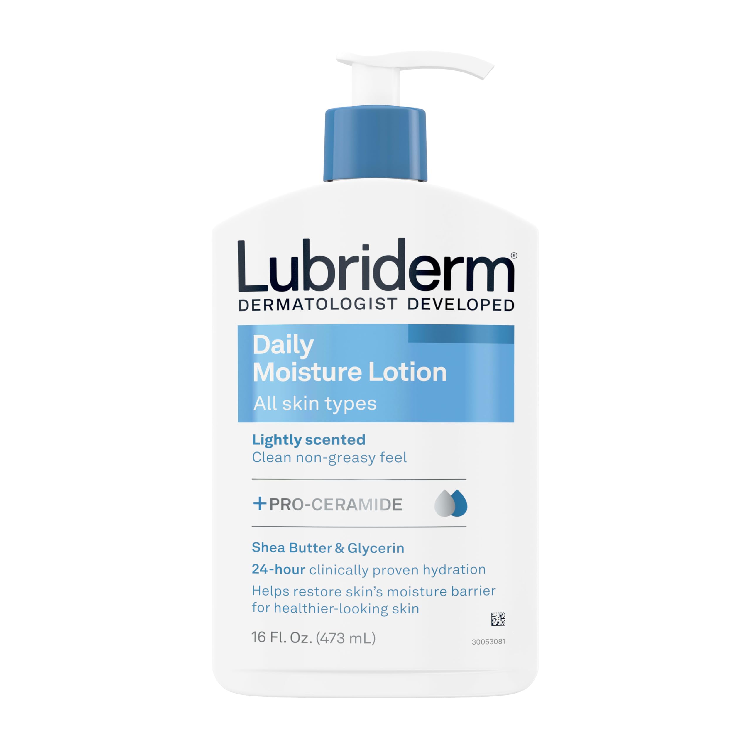 Lubriderm Daily Moisture Lotion with Pro-Ceramide, Shea Butter & Glycerin - Hydrating Face, Hand & Body Lotion for Dry Skin - Lightly Scented, Non-Greasy Formula - 16 fl oz (Pack of 6) - Perfect for Daily Skincare Routine & Winter Dryness Relief