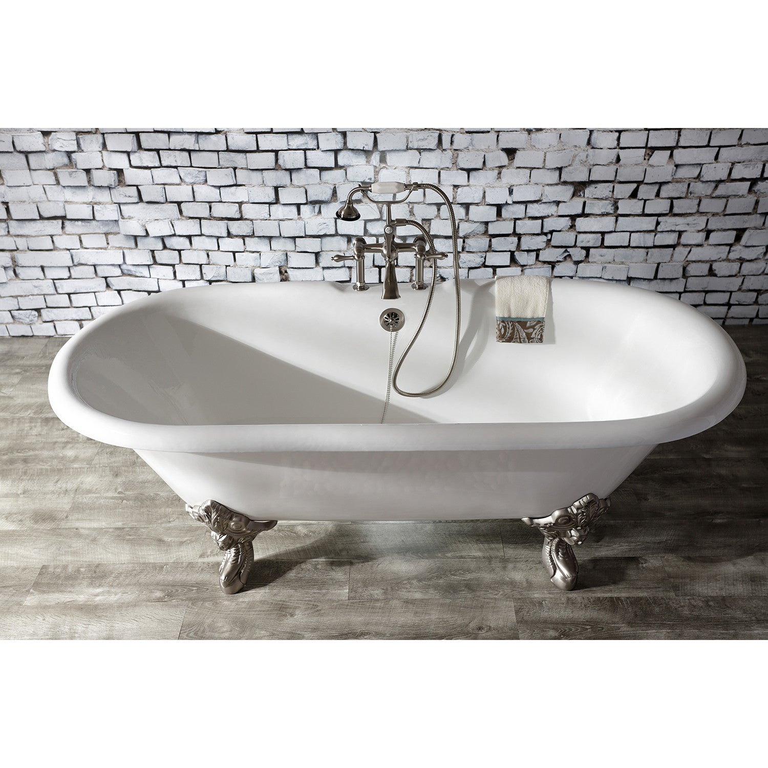 Vintage Clawfoot Tub Faucet with Hand Shower - Brushed Nickel 3-Handle 2-Hole Deck Mount Bathroom Fixture for Classic & Modern Bathrooms | Perfect for Spa, Soaking & Relaxation