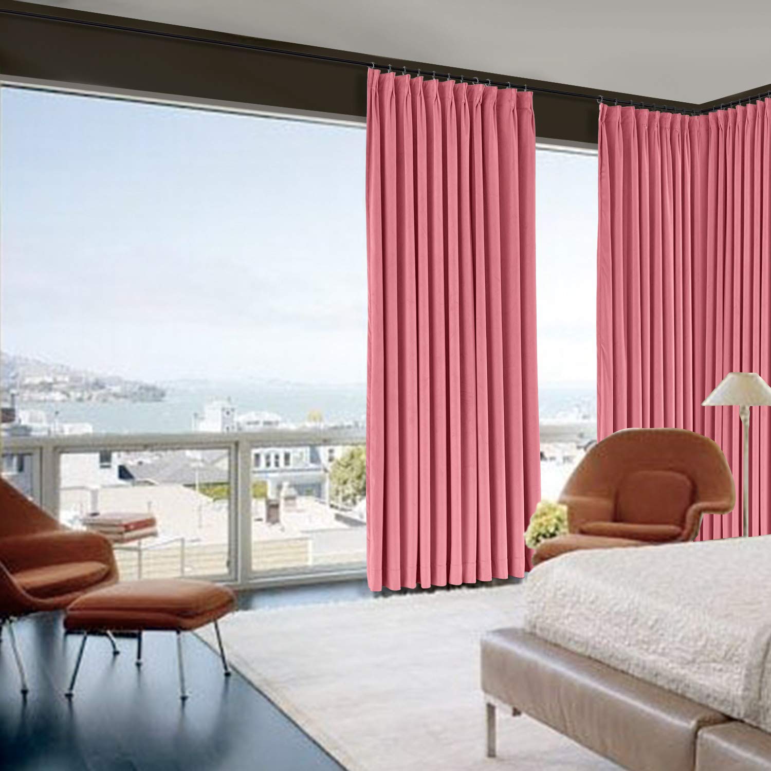 Blackout Soft Velvet Curtains - Thermal Insulated Room Divider Drapes for Bedroom & Living Room (Rose Color, 100x96 Inch, 1 Panel) - Perfect for Light Blocking, Privacy Protection & Temperature Control in Home/Office Spaces