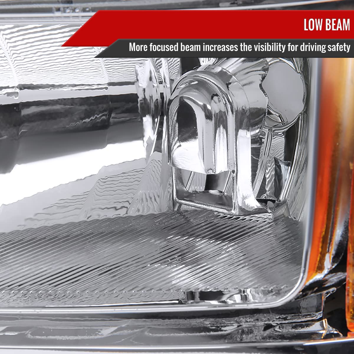 2007-2013 GMC Sierra Pickup Truck Clear Replacement Headlights Pair - Left & Right Side Headlamps for Improved Night Visibility & Style Upgrade