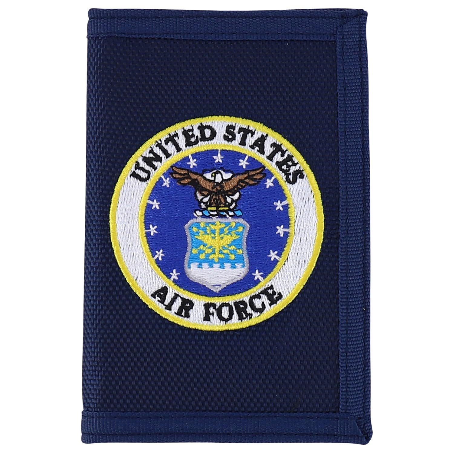 Military Themed Embroidered Tri-Fold Wallet for Men - Air Force Design, RFID Blocking, Genuine Leather (One Size) - Perfect for Military Enthusiasts, Veterans & Everyday Carry