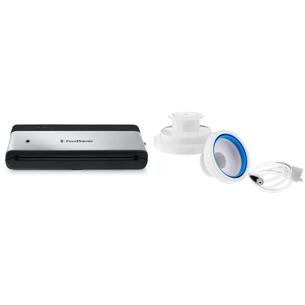 FoodSaver Vacuum Sealer Machine with Jar Sealer Attachment | Compact Vertical Storage Design | Stainless Steel & Black | Perfect for Meal Prep, Sous Vide & Food Preservation