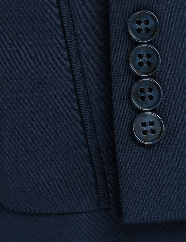 Classic 2 Button Navy Blue Men's Business Suit Set - Formal Office Wear & Wedding Attire for Professional Occasions