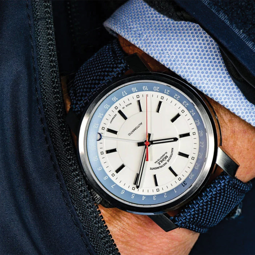 29er Big Pointer Date Automatic 42.4mm Men's Watch - White Dial with Blue Canvas Strap - Perfect for Casual Wear, Outdoor Adventures & Everyday Use