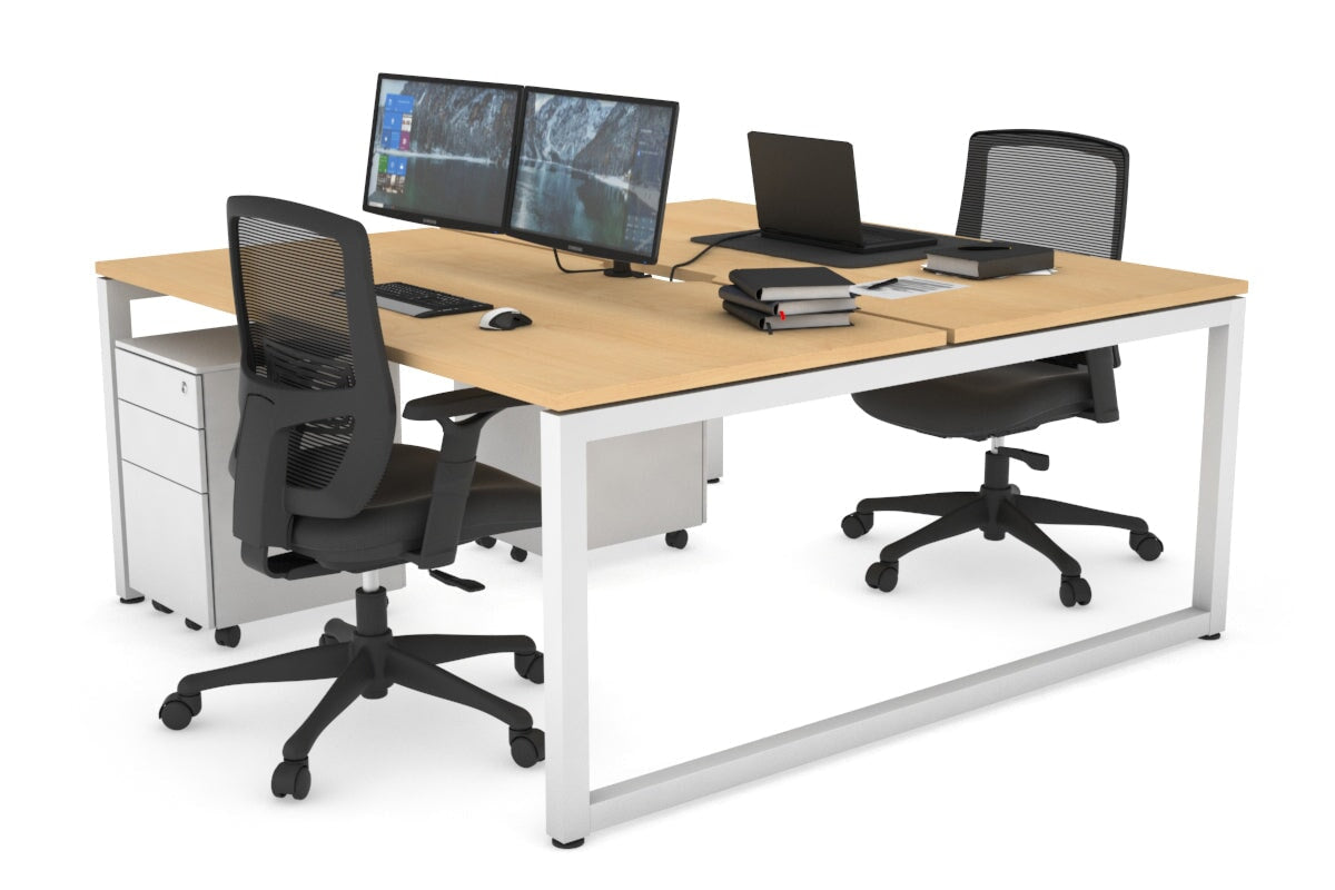 Quadro Loop Legs 2 Person Office Workstation - 1600L x 800W with Cable Management - Modern Shared Desk for Collaborative Workspaces & Home Offices