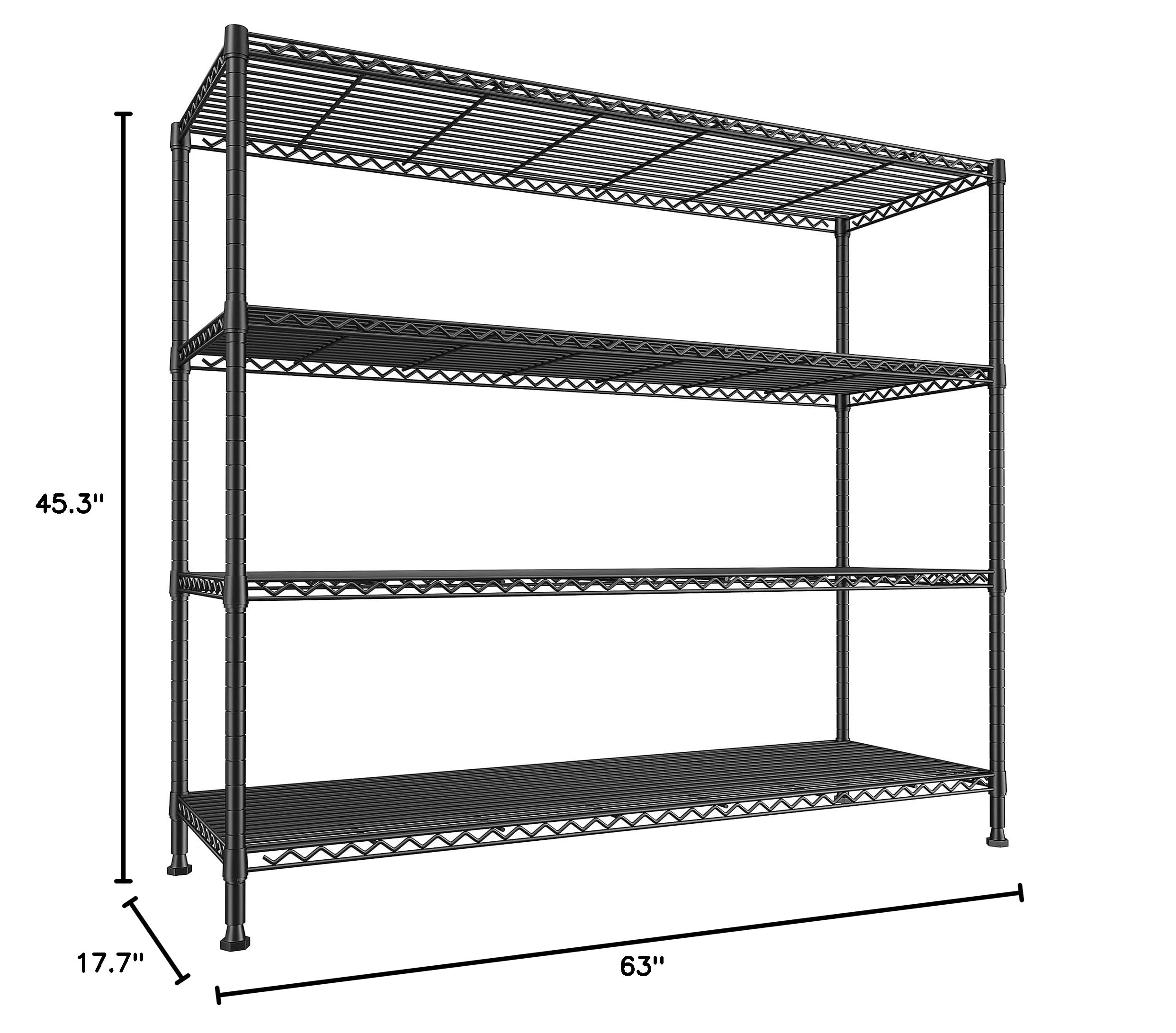 REIBII 4-Tier Heavy Duty Metal Storage Shelves 45.3