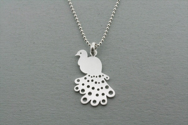 Sterling Silver Peacock Pendant Necklace with 45cm Ball Chain - Elegant Jewelry Gift for Women, Perfect for Parties & Special Occasions