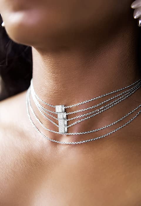 Cube Initial Necklace for Women - 18” Cable Chain Personalized Jewelry | Handmade in USA | Unique Gift for Her | Perfect for Birthdays, Anniversaries & Everyday Wear