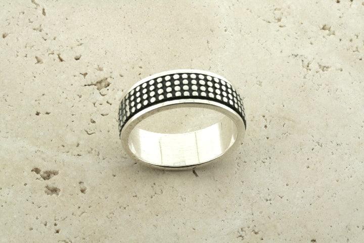 Sterling Silver Grid Swivel Ring - Elegant Adjustable Jewelry for Women, Perfect for Everyday Wear & Special Occasions