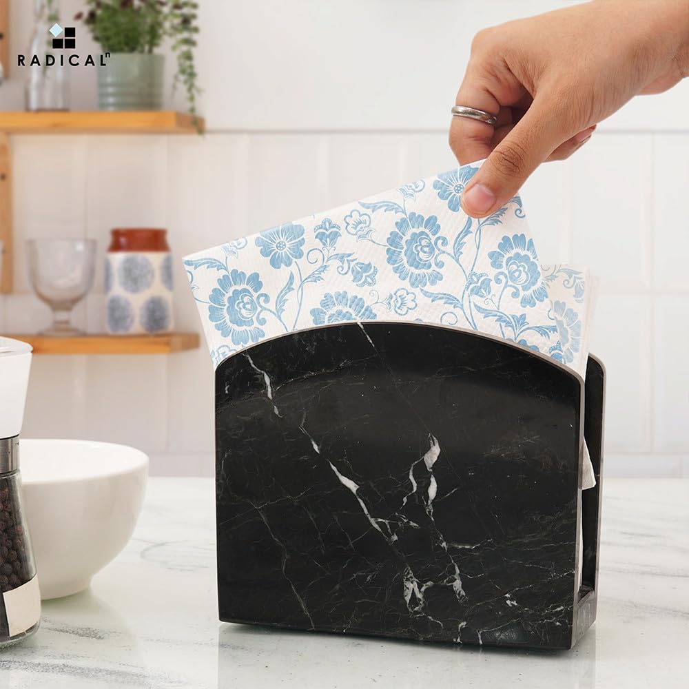 Handmade Black Marble Napkin Holder 5.5 Inch - Elegant Kitchen & Dining Table Decor for Coffee Tables, Cocktail Parties, and Home Accessories | Perfect for Restaurants, Weddings, and Holiday Gatherings