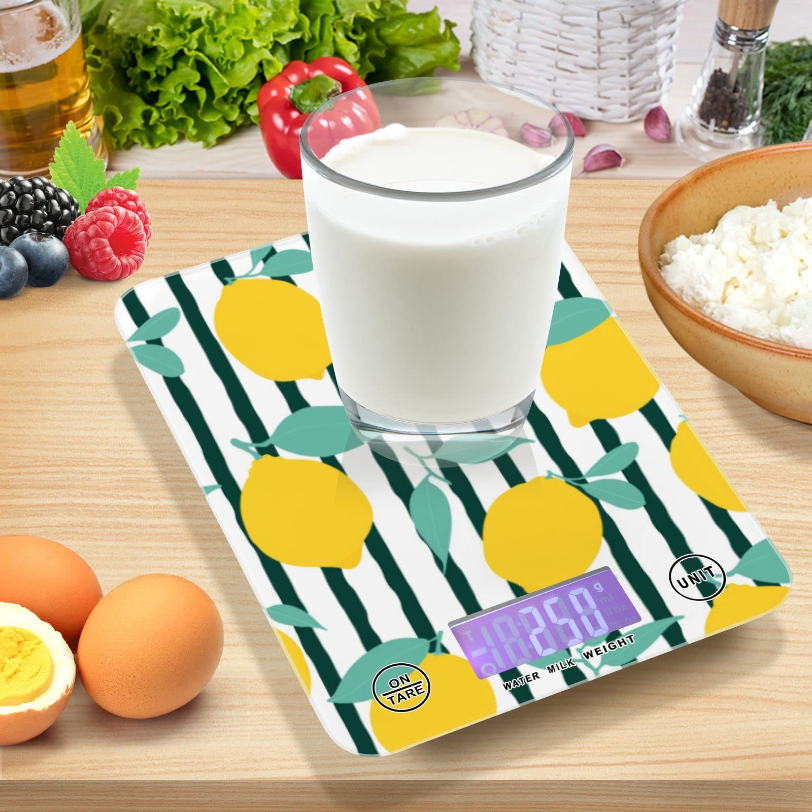 **Waterproof Digital Kitchen Scale - Lemon Fruit Design, Measures in Ounces & Grams, Perfect for Baking, Cooking & Food Prep**    *(Use Cases: Ideal for home kitchens, baking recipes, meal prep, portion control, and dietary tracking.)*