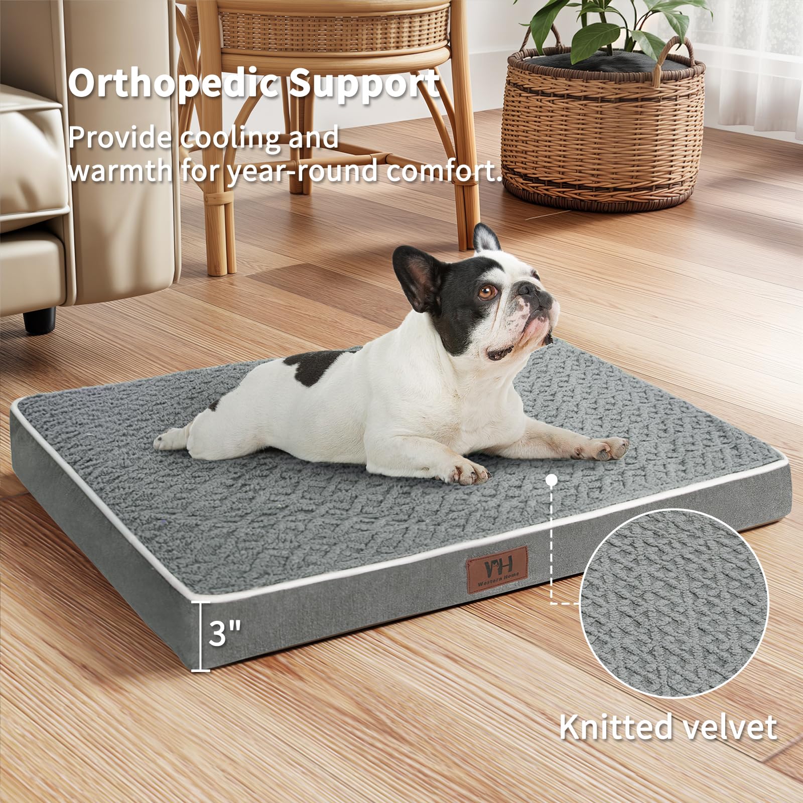 **Orthopedic Dog Bed for Medium & Large Dogs - Washable, Waterproof Plush Kennel Mat with Egg Foam Pad - Perfect for Crates, Floors & Travel**