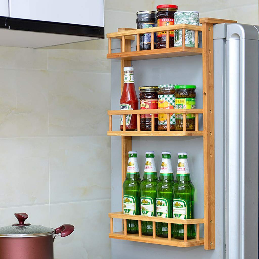 3-Tier Wall Mount Organizer for Kitchen & Refrigerator - Space Saving Storage Rack for Spice Jars, Paper Towels & More - Perfect for Small Kitchen Organization & Pantry Storage