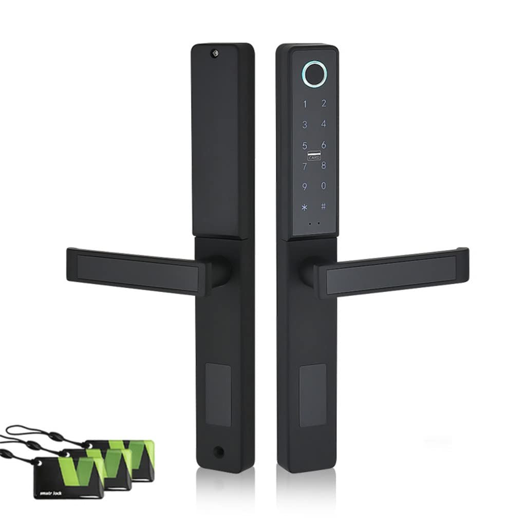 Waterproof Keyless WiFi Fingerprint Smart Door Lock - Digital Push Pull Entry for Glass Sliding & Wooden Doors (70cm) - Ideal for Home Security & Smart Access Control