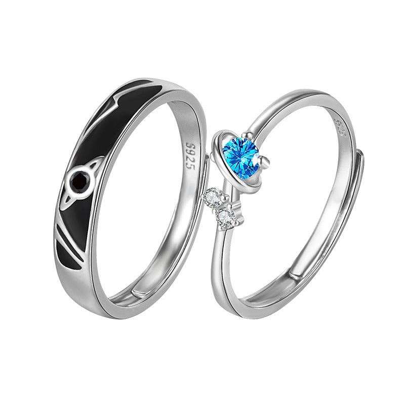 Dream Planet Couple Rings - Stylish Matching Wedding Bands for Him & Her - Sterling Silver or Gold Plated Promise Rings - Perfect for Anniversaries, Engagements and Romantic Gifts