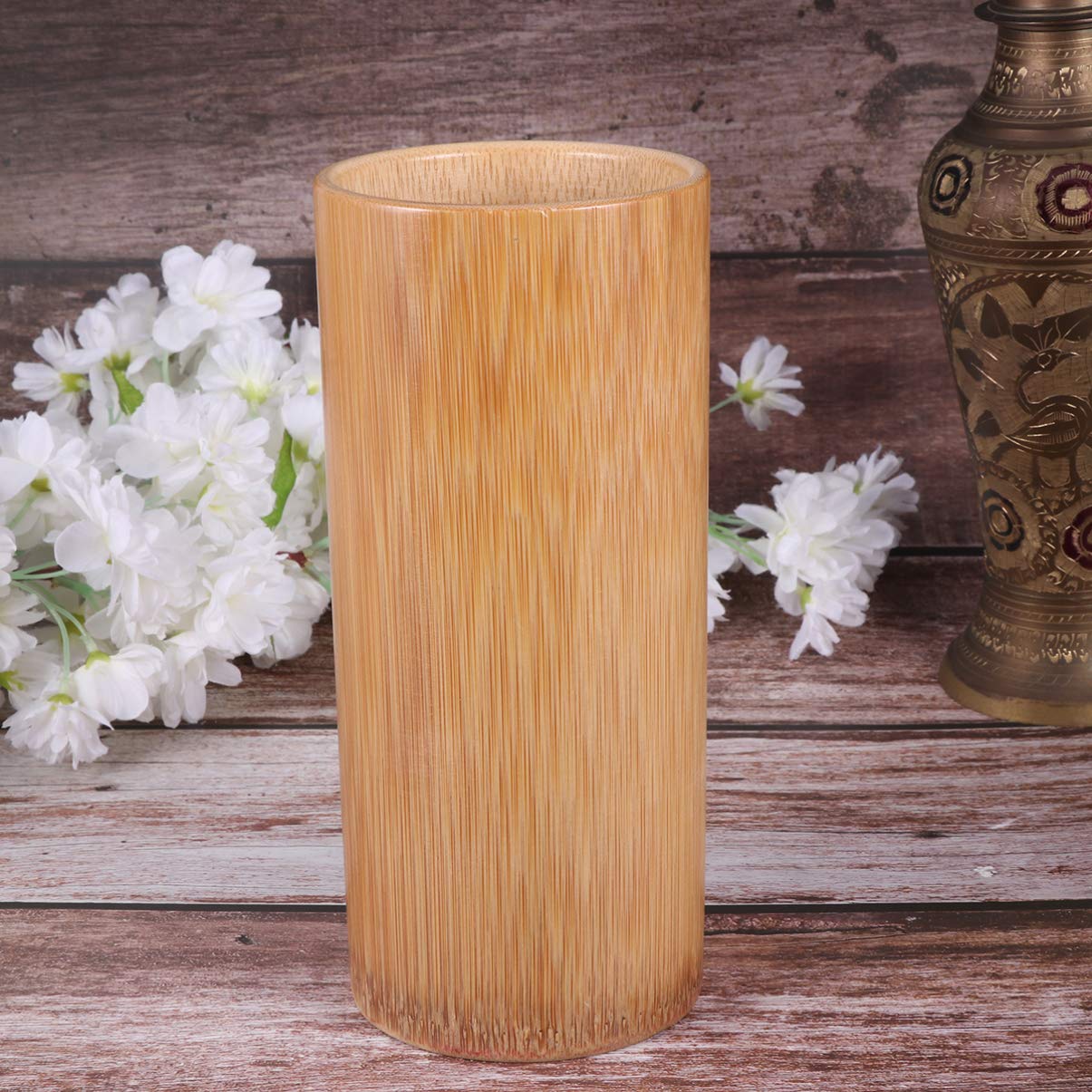 Bamboo Kitchen Utensil Holder - 20cm Chopsticks Storage Barrel, Spoon Fork Organizer, Cutlery Container for Countertop & Dining Table Organization