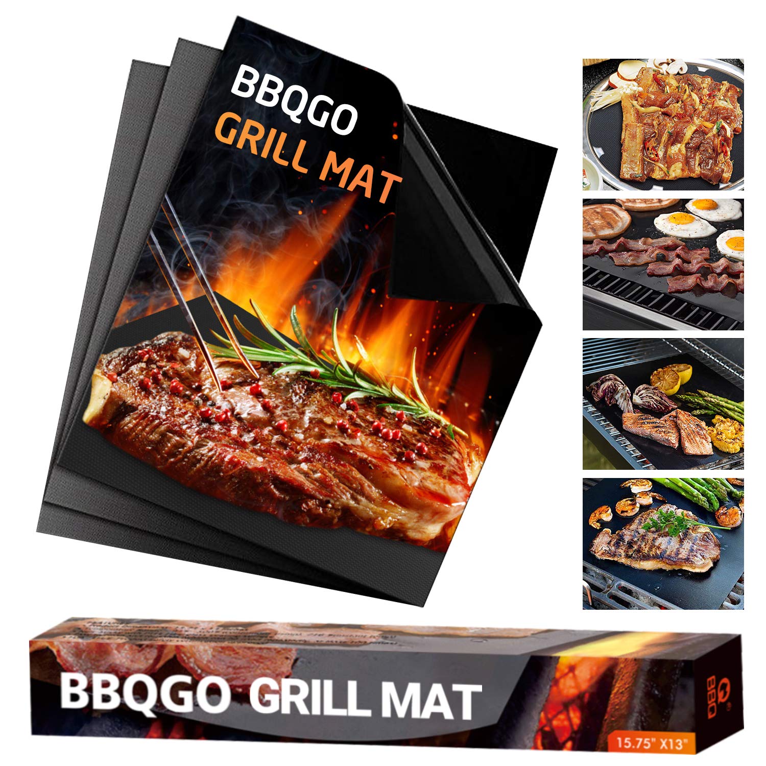 Non-Stick BBQ Grill Mat Set - 3 Reusable PTFE Barbecue Mats for Grilling & Baking