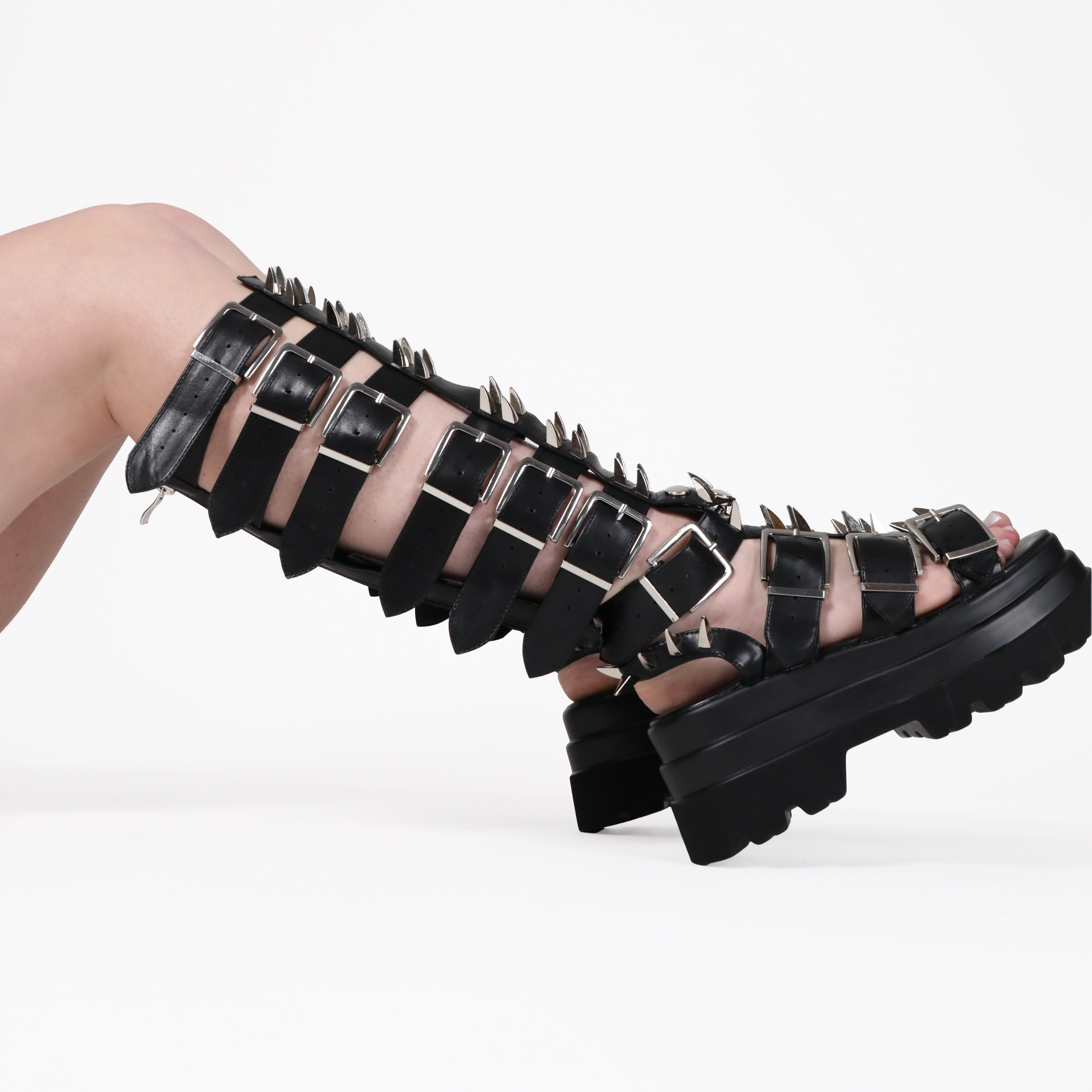 Spiked Black Sandals for Women - Gothic Punk Style Mage Resistor Sandals - Comfortable Strappy Summer Shoes for Outdoor Music Festivals & Nightclubs