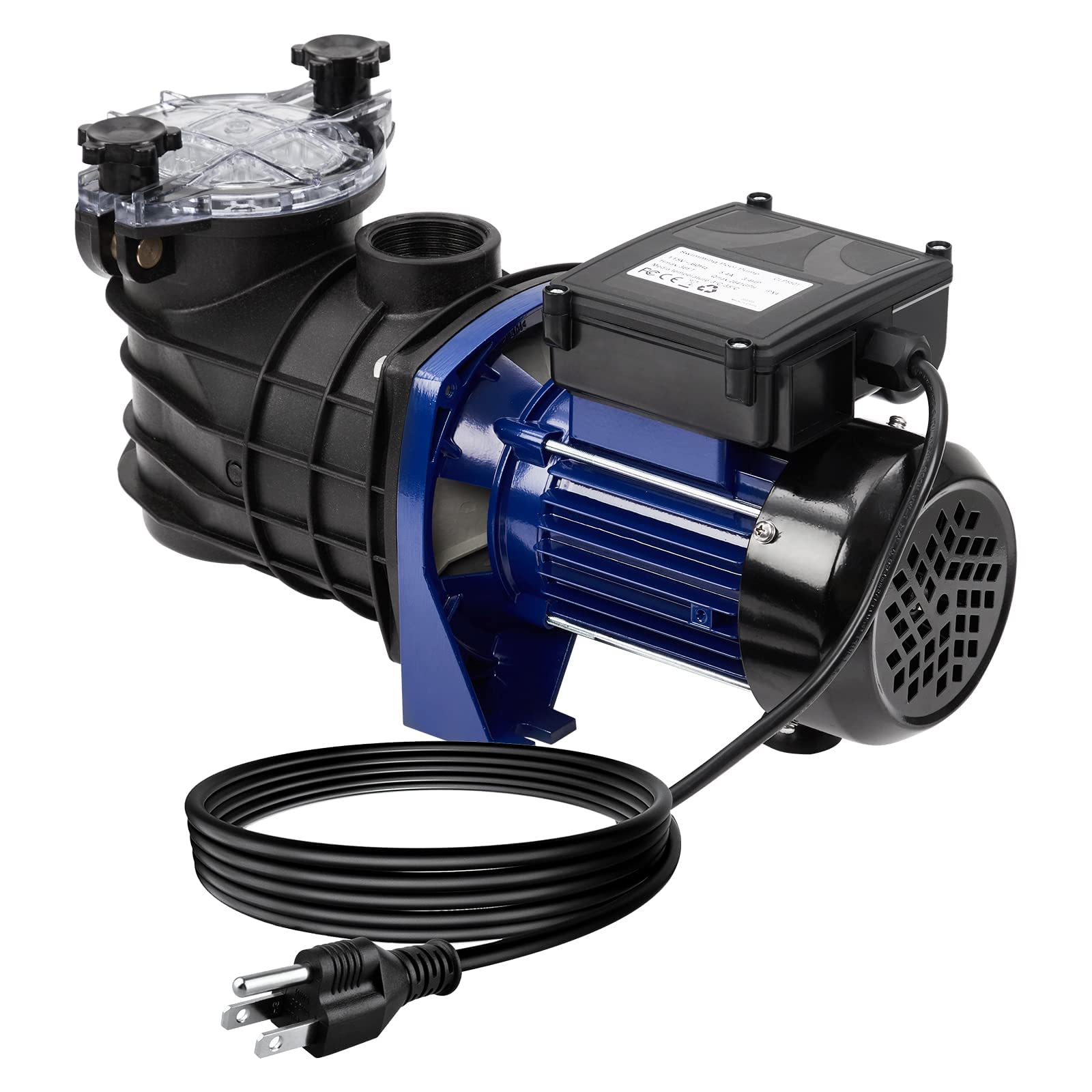0.75HP In-Ground & Above Ground Pool Pump - 550W 115V High Flow Swimming Pool Pump with 2641GPH & Self-Priming - Quiet Single Speed Pool Pump with Filter Basket for Clean Water - Perfect for Backyard Pools, Spas & Water Features
