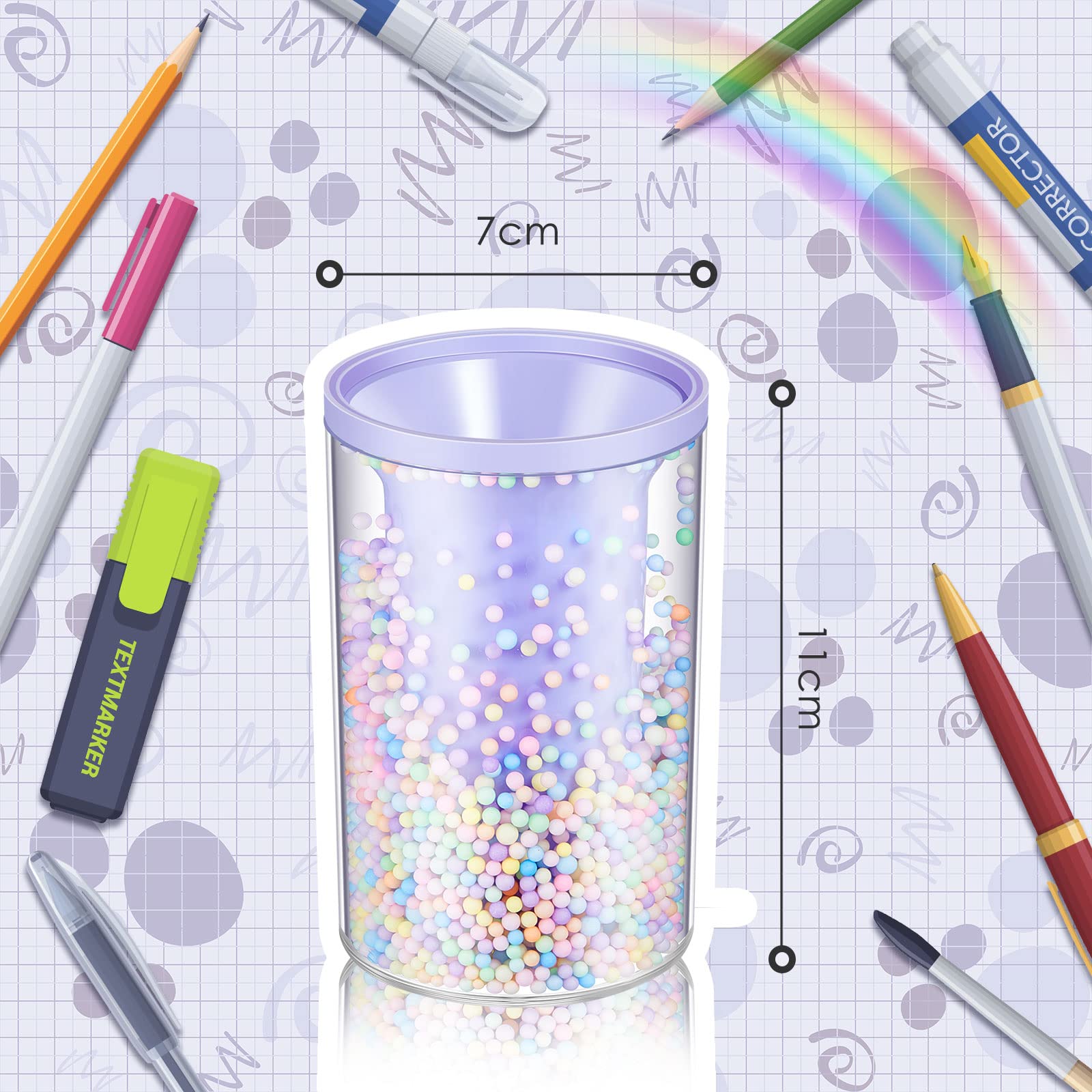 Jecery 2-Piece Cute Bubble Pen Holder Set - Multifunctional Desktop Organizer for Stationery, Makeup Brushes & Office Supplies - Pink and Purple Color Ball Pencil Holder - Perfect for Desk, Office, School & Home Organization