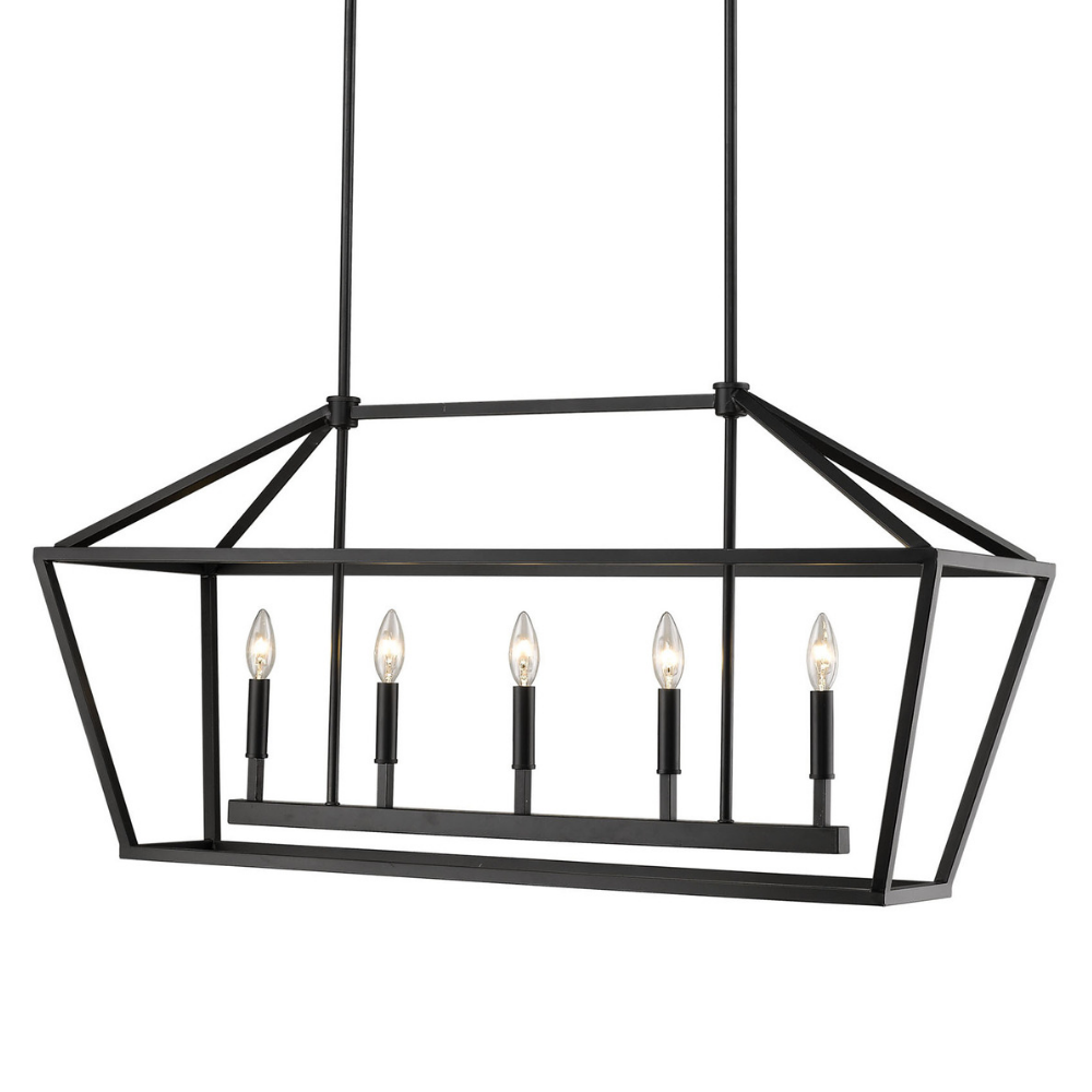 Modern Poppy Cage Linear Pendant Light - Sleek Minimalist Hanging Fixture for Kitchen Island, Dining Room & Bedroom Lighting