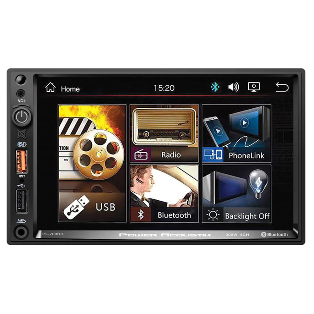 Power Acoustik PL700HB 2 DIN Digital Media Receiver with Bluetooth, USB, MP3 Playback - Car Stereo System for Hands-Free Calling & Music Streaming