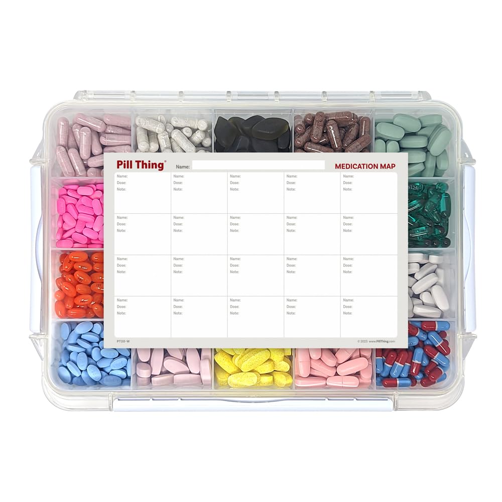 Large Monthly Pill Organizer with Built-in Handle - Deep Compartment Medicine Case with Airtight Lid - Travel Pill Box for Daily Medication & Vitamins - Perfect for Home, Office, and Travel Use