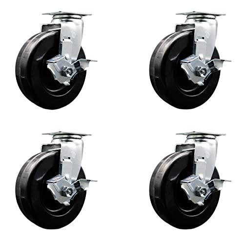 4 Swivel - Top Lock Brakes - Black