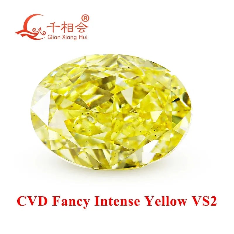 1ct Fancy Intense Yellow CVD Lab Grown Diamond - Oval Shape VS2 Clarity GEMID Certified Loose Stone for Engagement Rings & Fine Jewelry